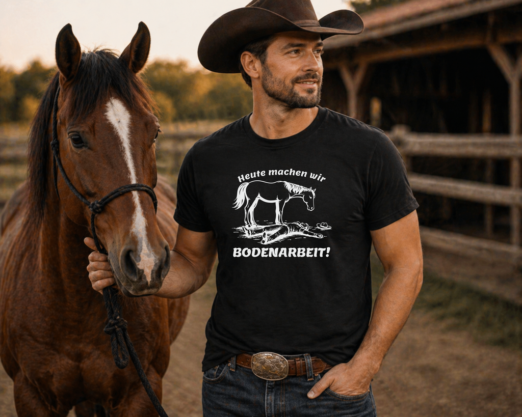 T-Shirt „Heute machen wir Bodenarbeit“ – Reiter Humor Shirt | Pferdeliebe & Sarkasmus